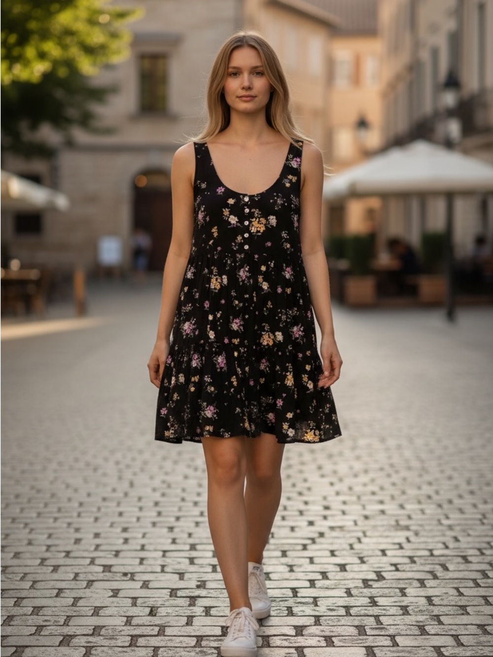 Forever 21 Black and Yellow Sleeveless Sundress